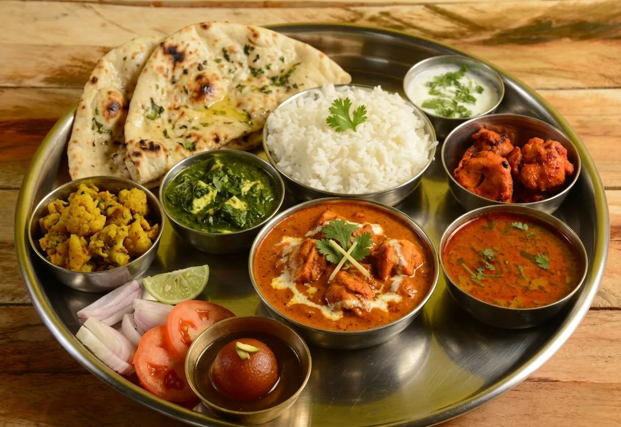Chicken Thali platter at Chacha Wow East Indian restaurant Winnipeg