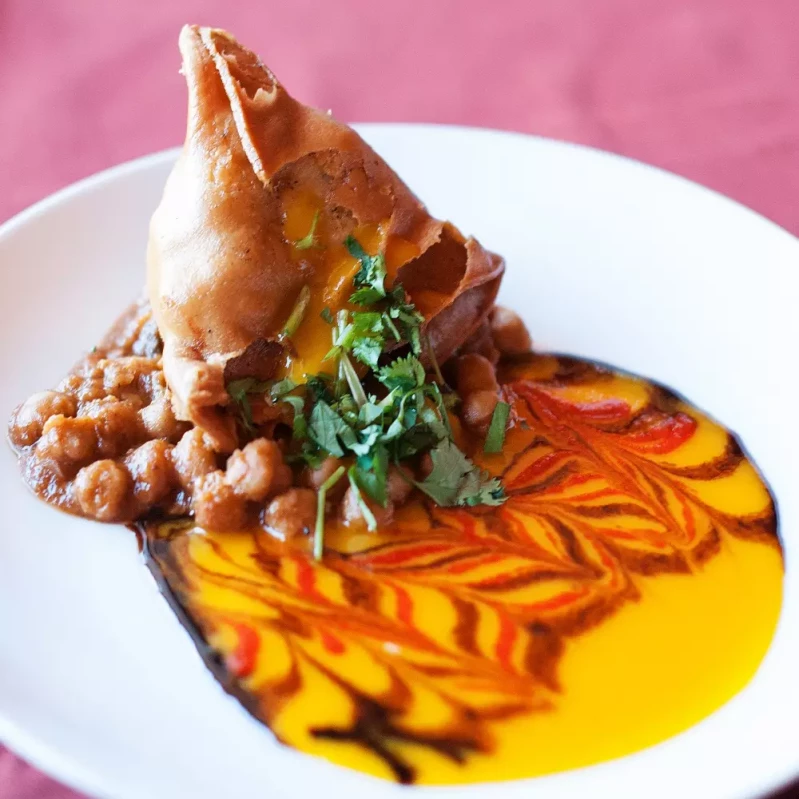 Samosa Plate with Chickpeas at Chacha Wow East Indian Cuisine Winnipeg
